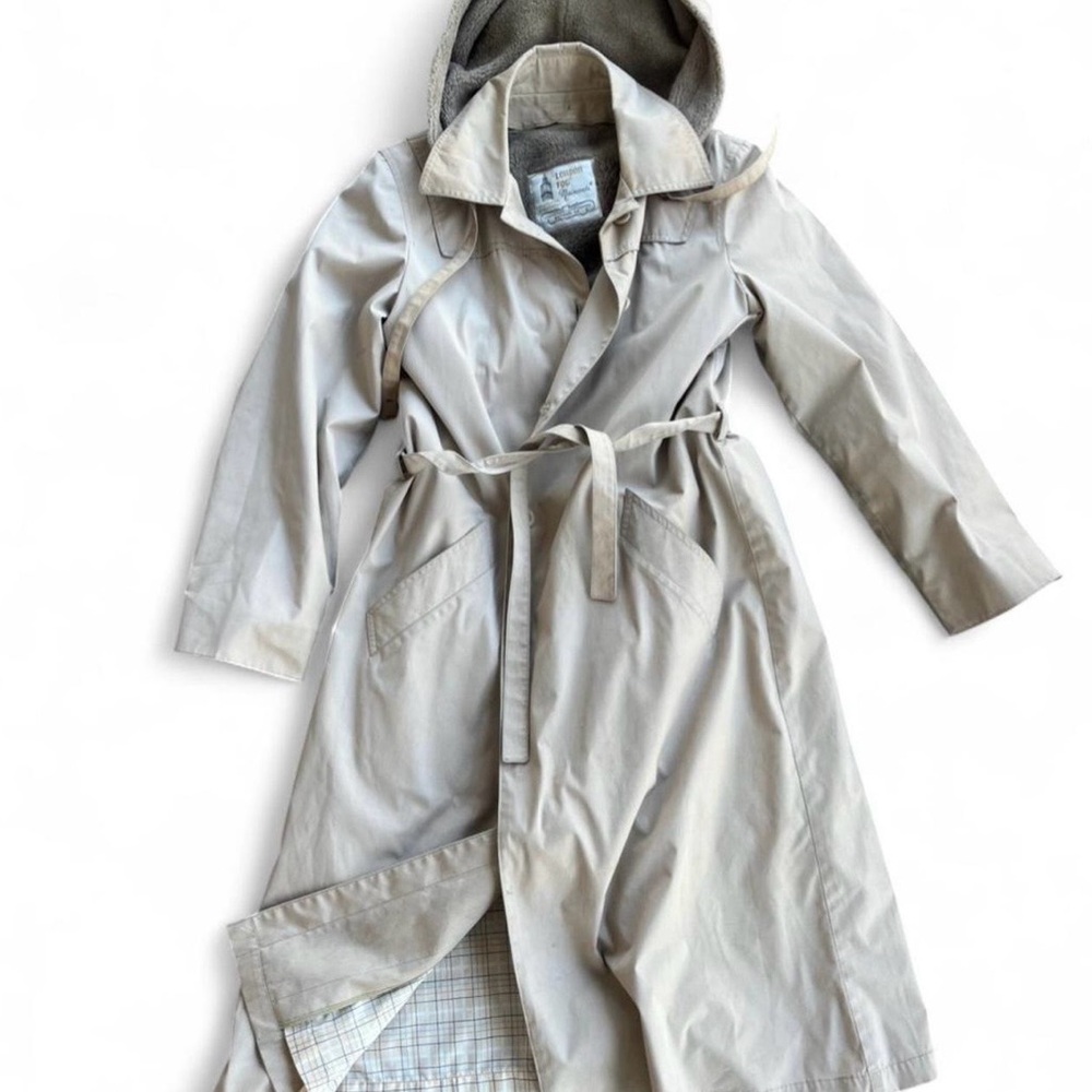 London Fog Light Tan Hooded Trench Coat